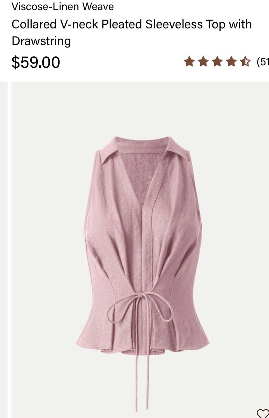 OGL Move Dusty Rose Size M Viscose Linen Collared V-Neck Drawstring Top NWT